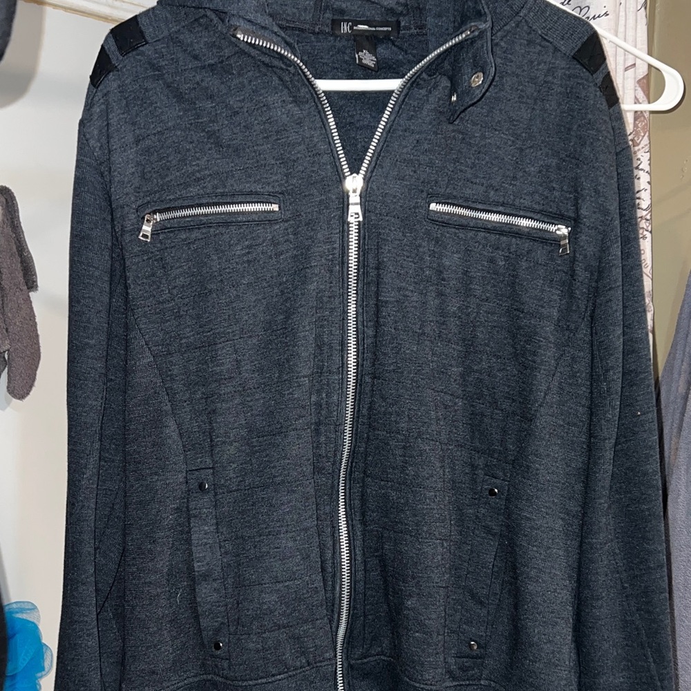 INC International Concepts Men's Charcoal Zip-Up Sweater